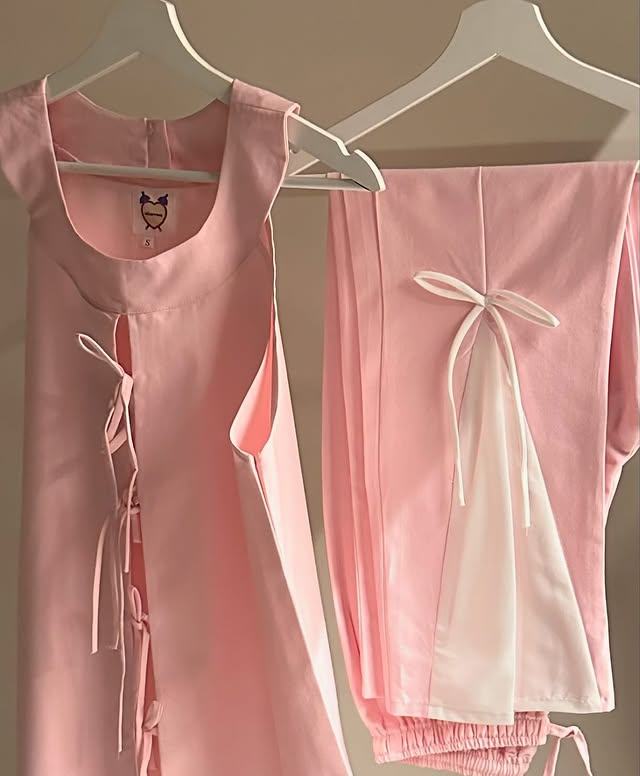 Blue Striped Pajamas with Red Piping