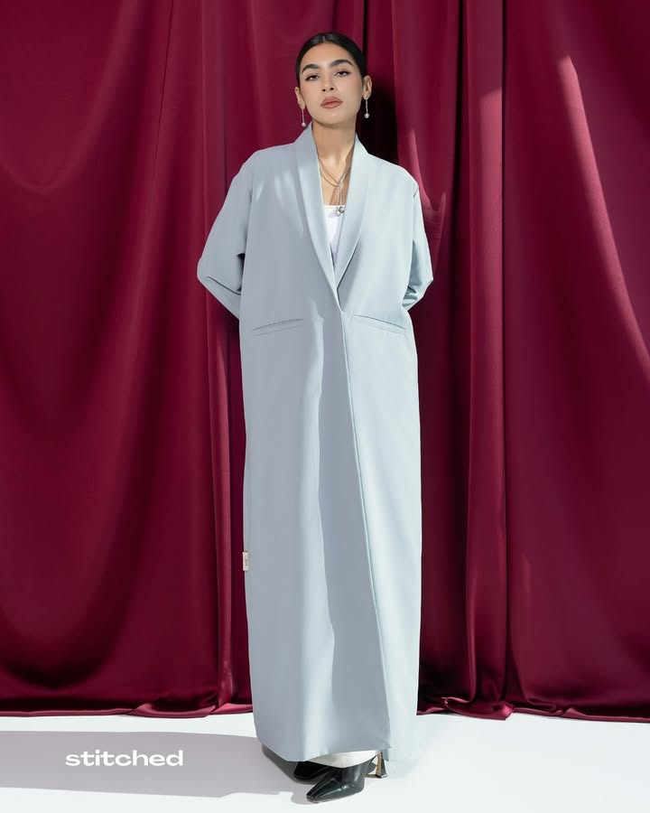 Pale Dusty Blue Minimalist Shawl Abaya