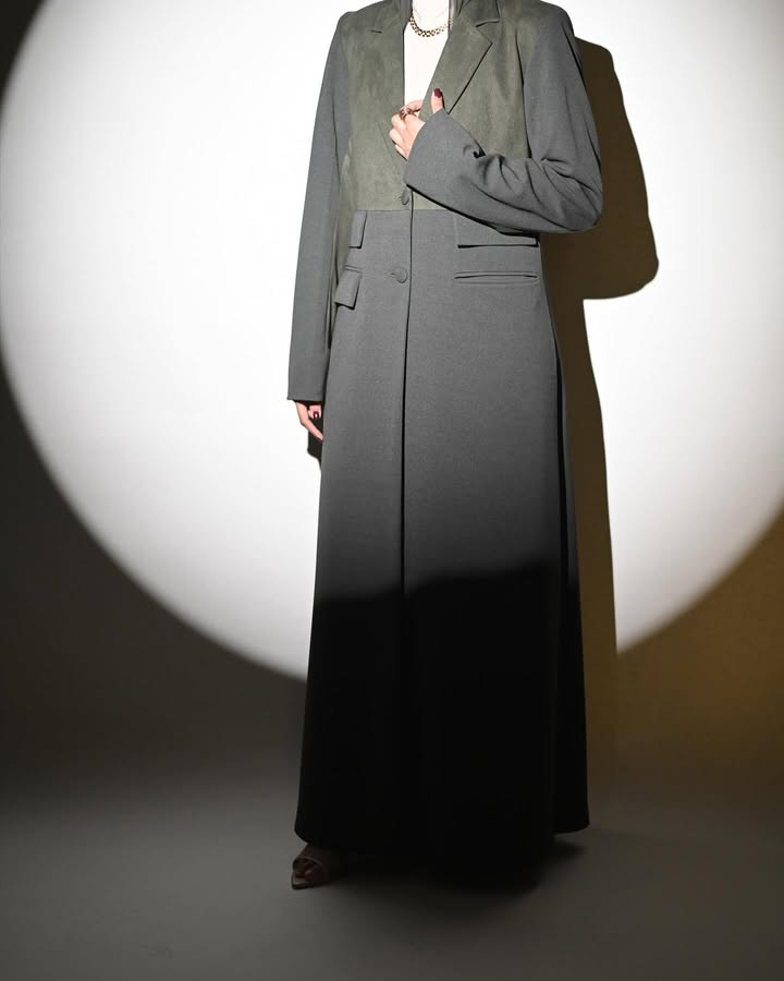 Two-Tone Charcoal and Suede Gray Coat