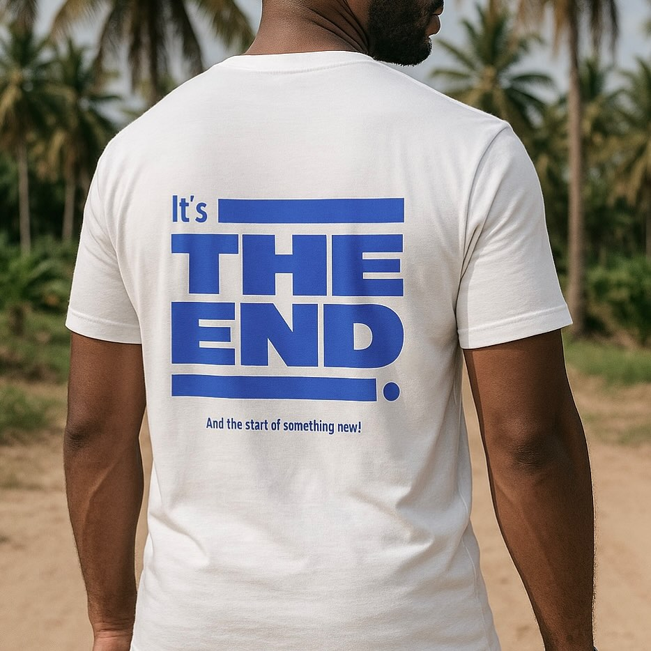 'It's The End' Blue Back Print T-Shirt