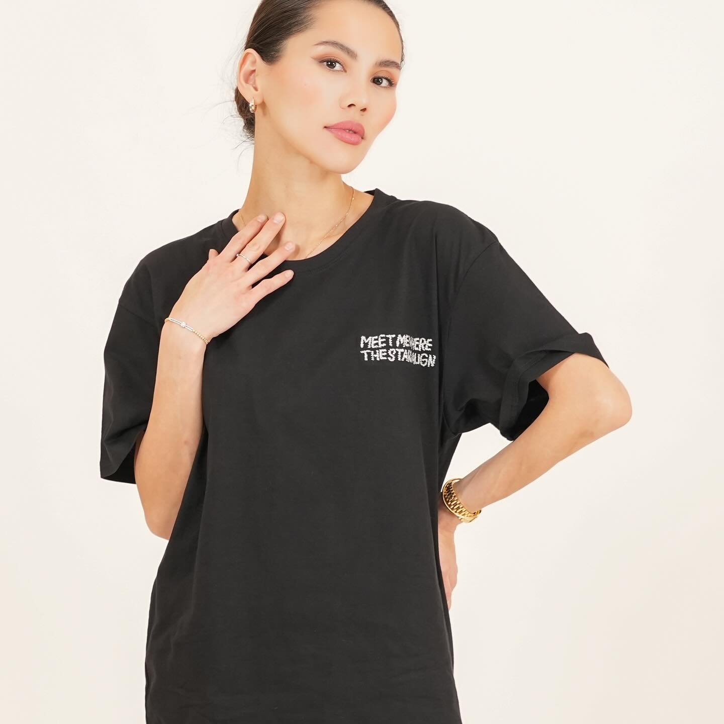 Black 'Stars Align' Graphic T-Shirt