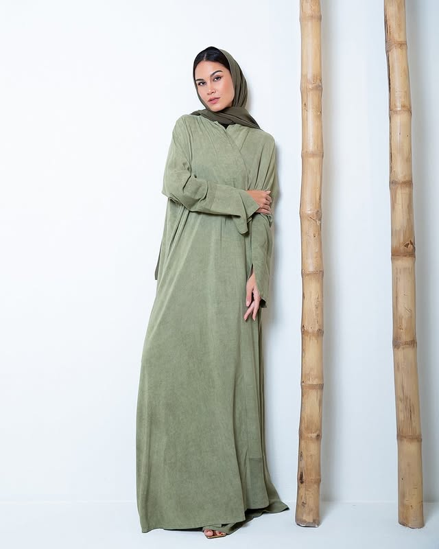 Sage Green Suede Abaya