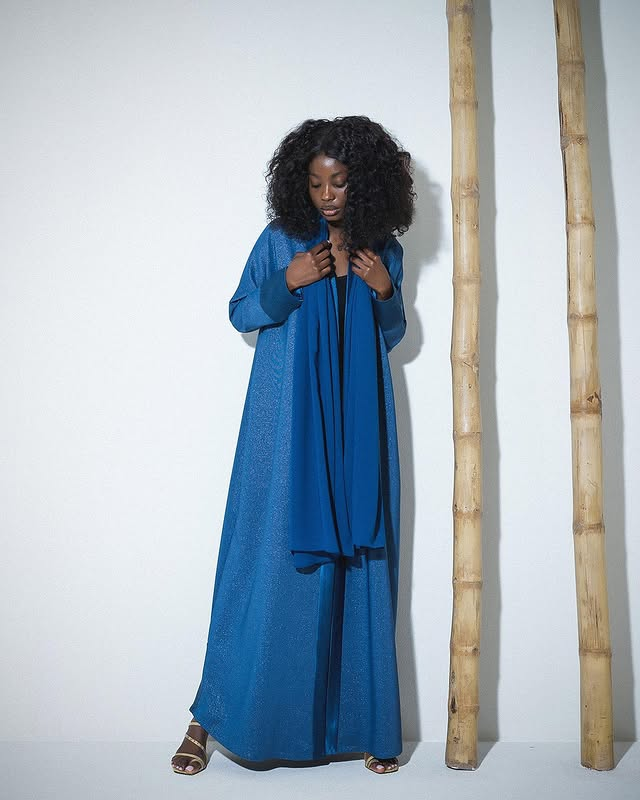 Azure Blue Shimmer Abaya